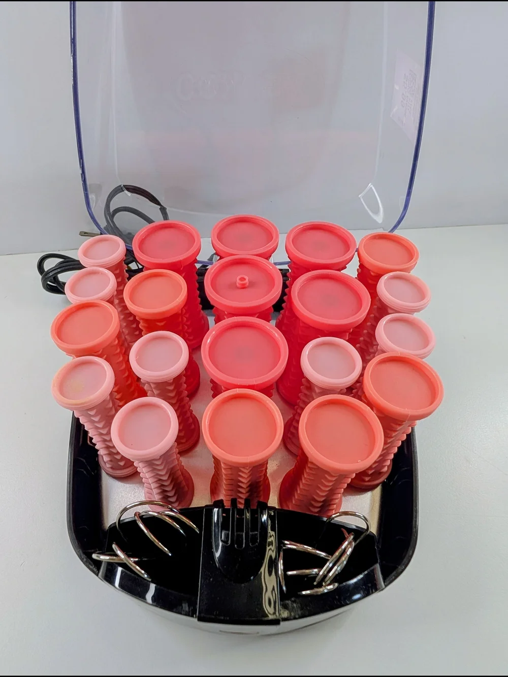 Conair Compact Multi-Size Hot Rollers Set 20 Pink with Clips TESTED WORKS